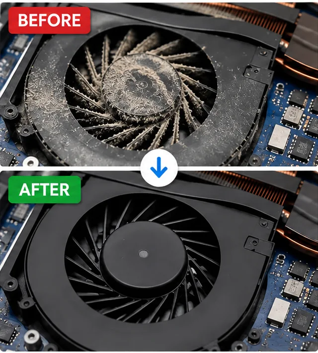 12 inch MacBook dust cleaning and overheating repair before and after