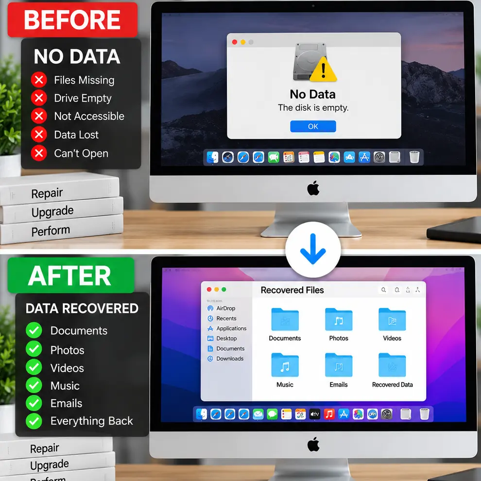 Apple data recovery in Leicester for no data issue before and after recovery