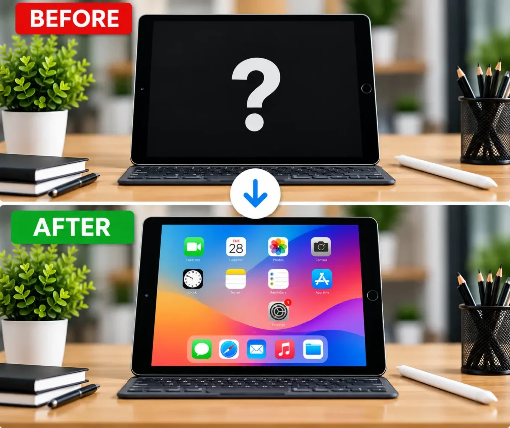 iPad question mark issue repair in Leicester before and after